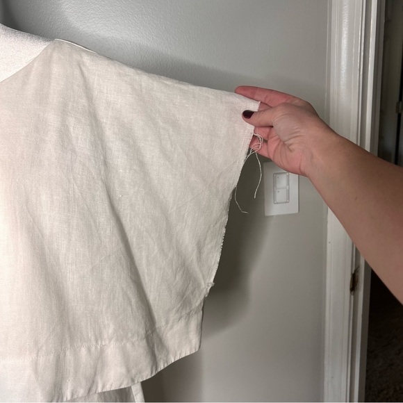 Women’s Small 100% Linen Layered Dress Architectural Minimalist Monochrome USA - Picture 2 of 14